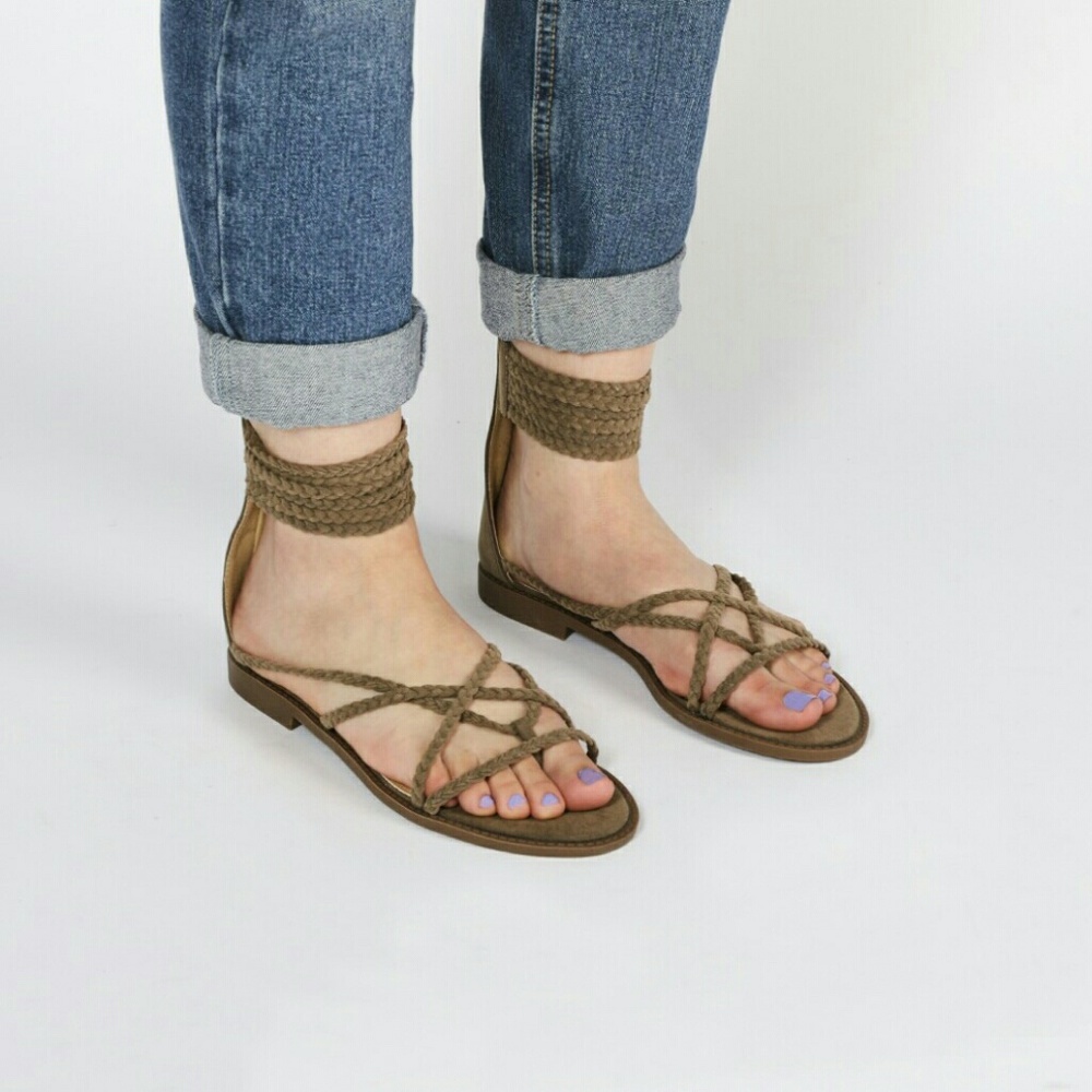 BOHO Taupe braided strap sandals