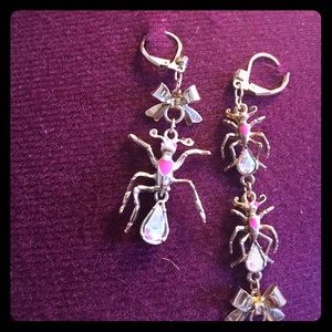 Betsey Johnson Jeweled Asymmetrical Ant Earrings