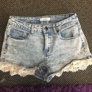Lace Denim Shorts