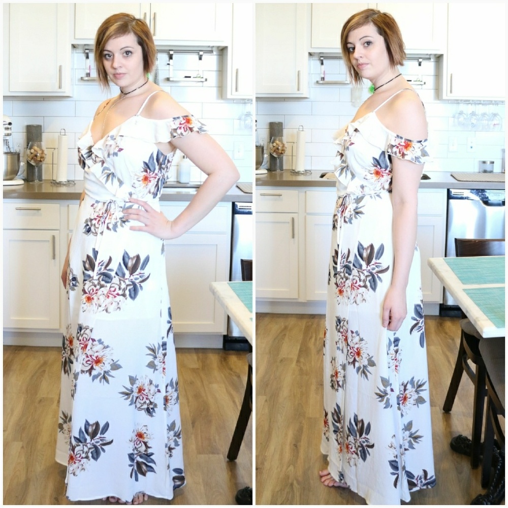 Cold Shoulder Floral Print Maxi Dress - Picture 6 of 8