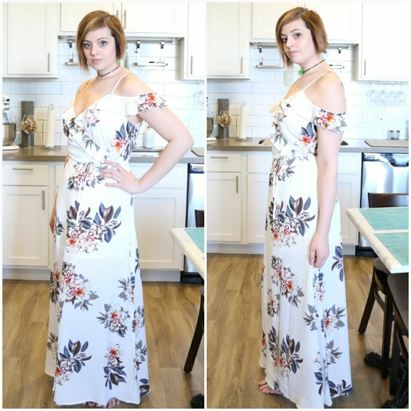 Cold Shoulder Floral Print Maxi Dress - Picture 6 of 8
