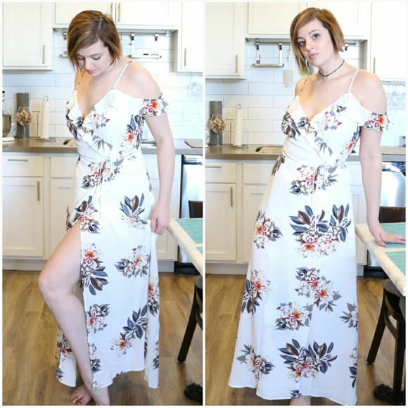 Cold Shoulder Floral Print Maxi Dress - Picture 7 of 8