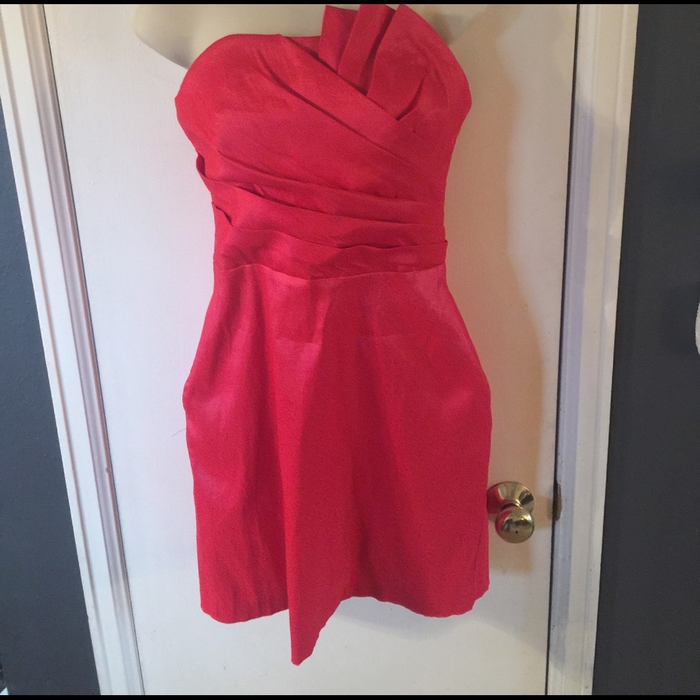 Tomato red strapless dress- prom or Homecoming