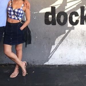 Blank Denim Button Front Skirt