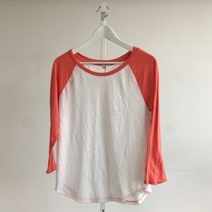 GAP Tops - Gap Coral & White Raglan Baseball Tee GAP Tops - Gap Coral & White Raglan Baseball Tee