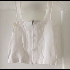 White zip up tank top