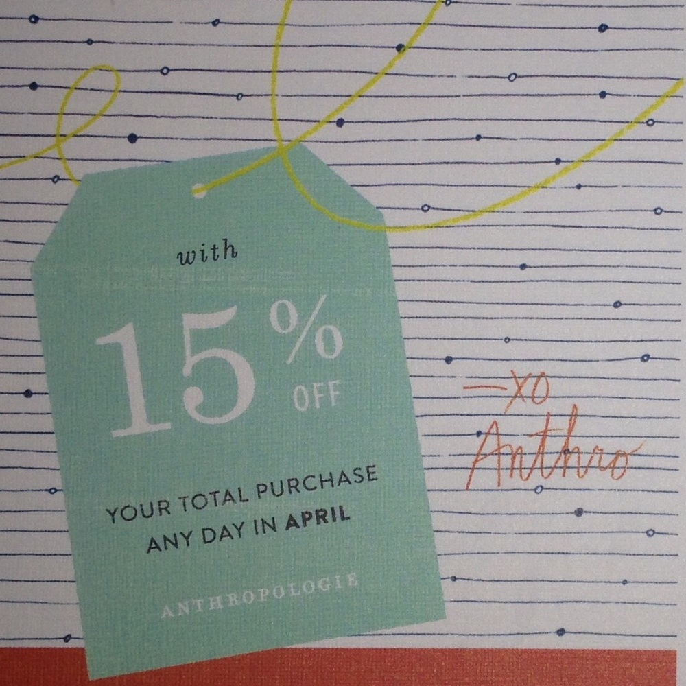 Anthropologie Coupon Code 15% Off