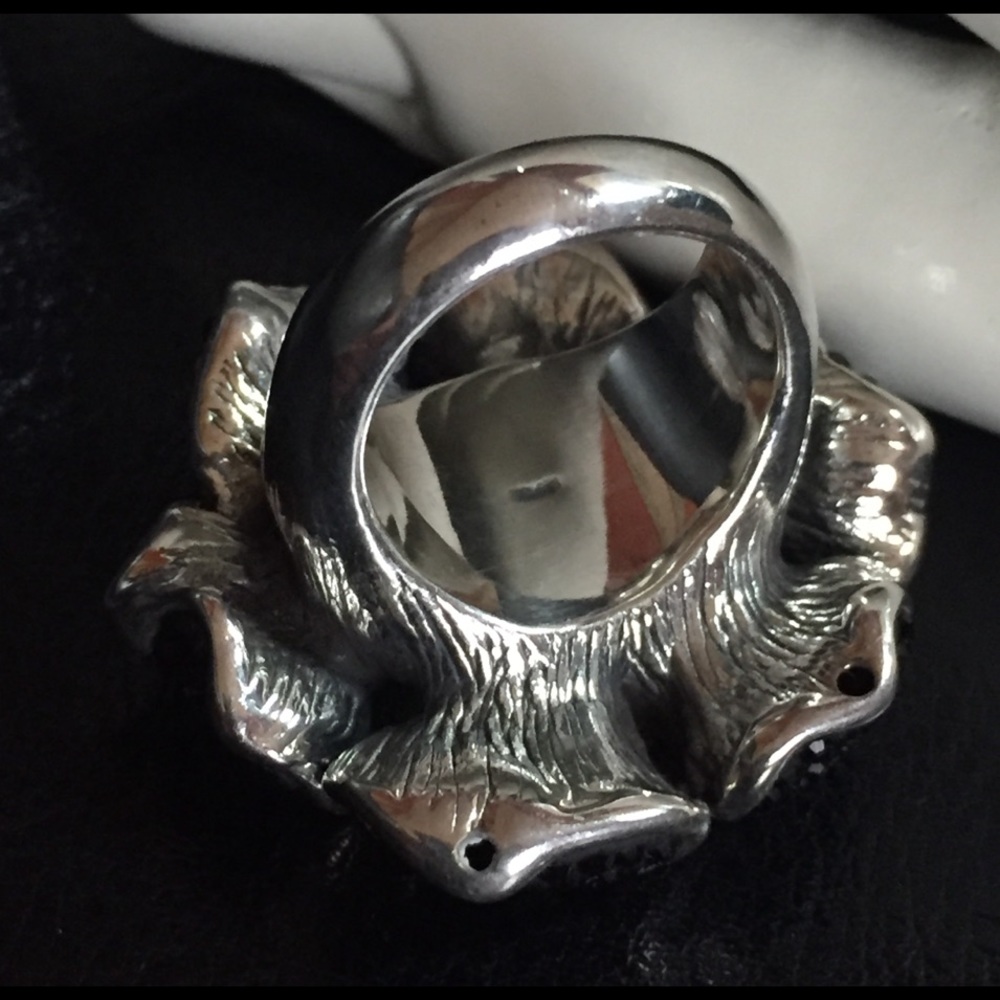 NEW 925 SS crystal pave statement bold flower ring - Picture 7 of 8