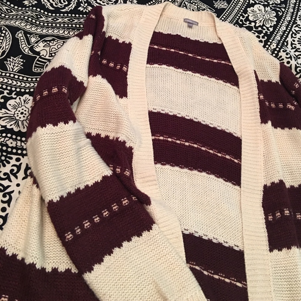 Maroon and cream cardigan Charlotte Russe