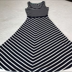 Cute Striped Boden Scoopneck Sleeveless Midi Dress
