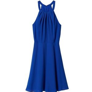 NWT Express Royal Blue Fit And Flare Halter Dress