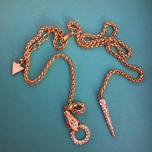 Gold snake necklace with crystal gems!