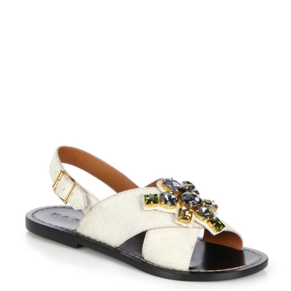 NWT Marni jeweled calf haired sandals