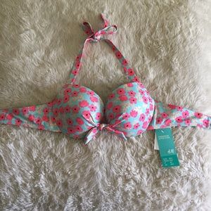 NWT H&M Super Push Halter Bikini Top 36C