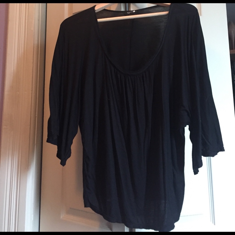 WHBM Flowy Semi-sheer Black Blouse