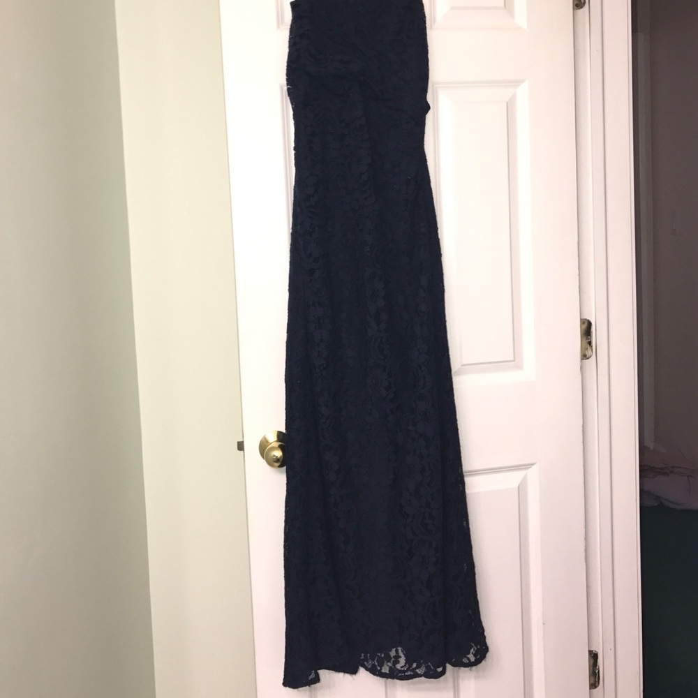 Navy formal strapless dress