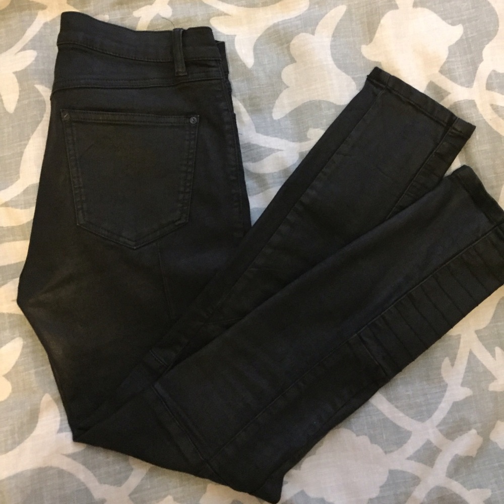 Free people coated leather skinny jeans