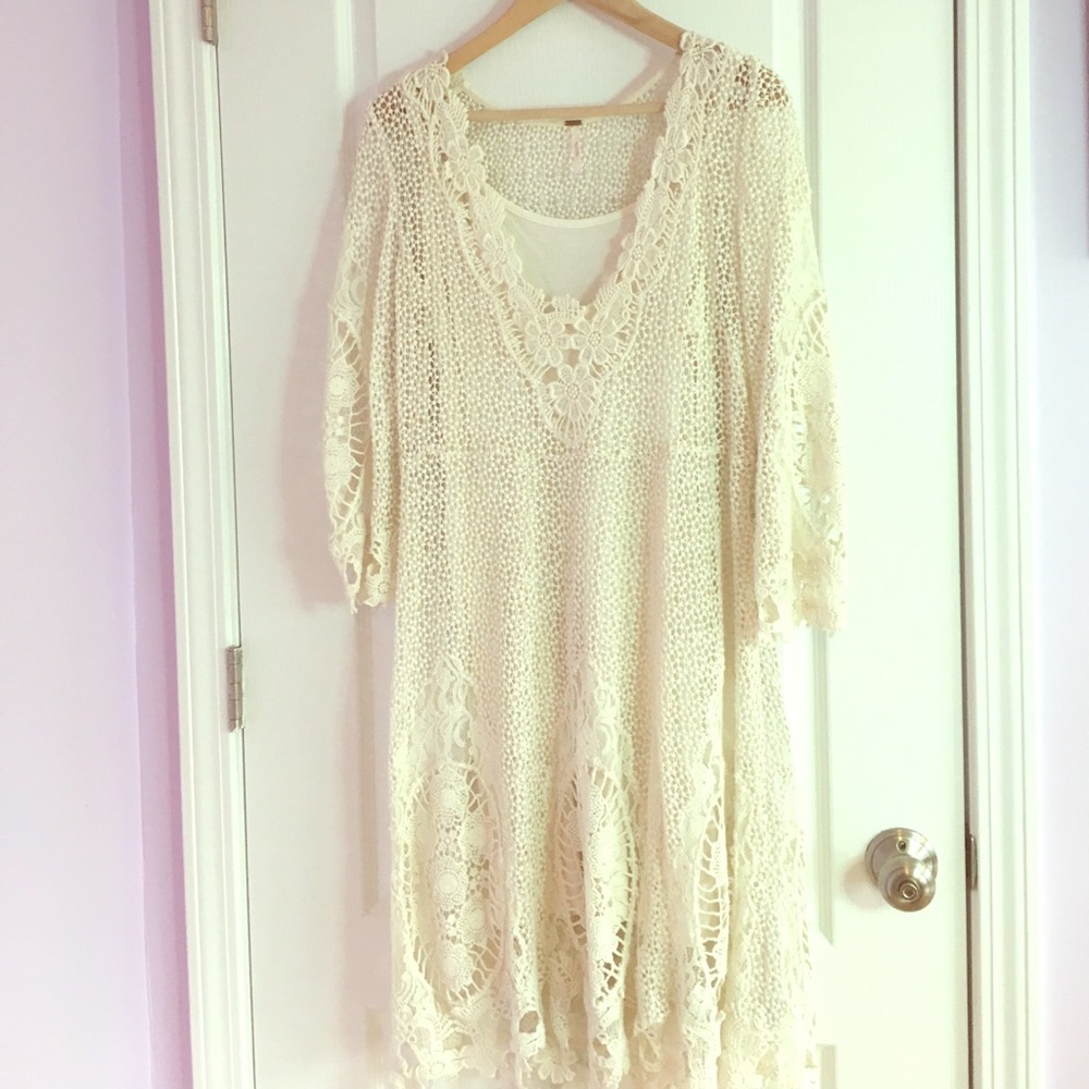 Cream crochet lace dress