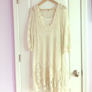 Cream crochet lace dress