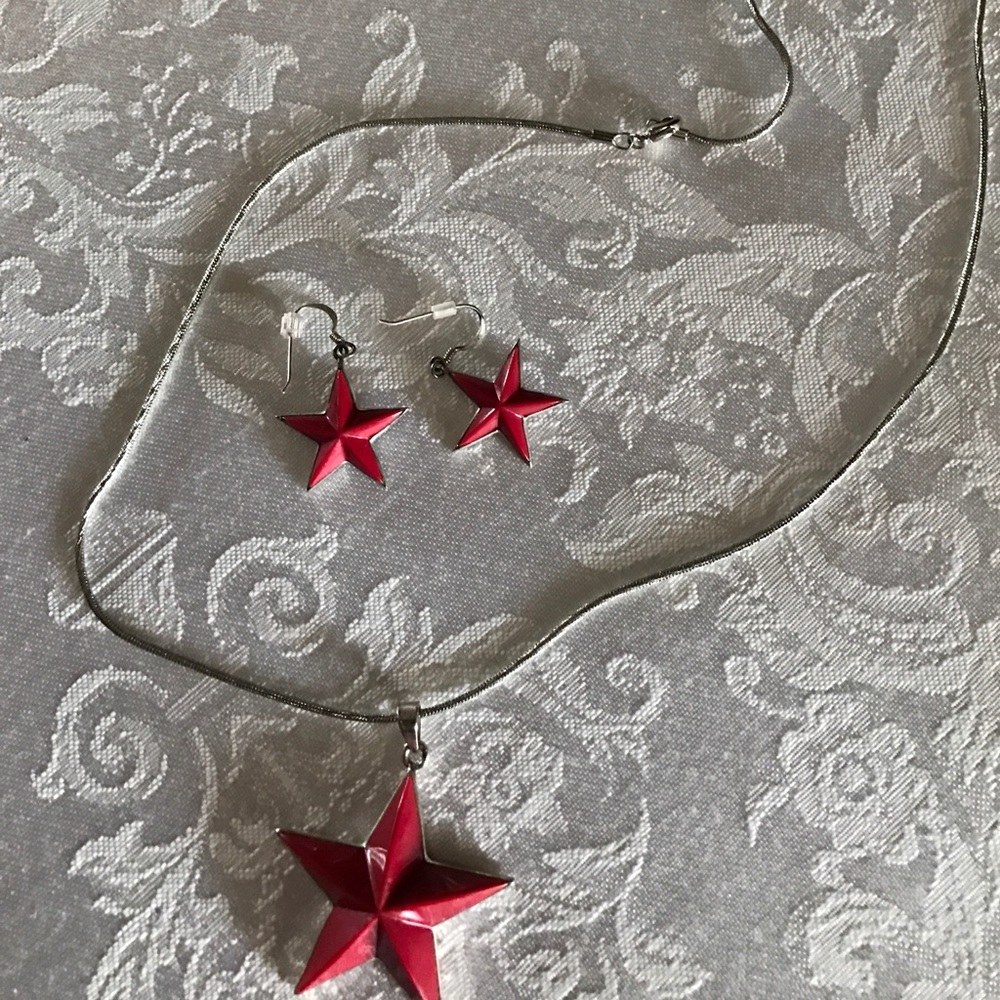 4TH of JULY  Necklace & Earrings RED
