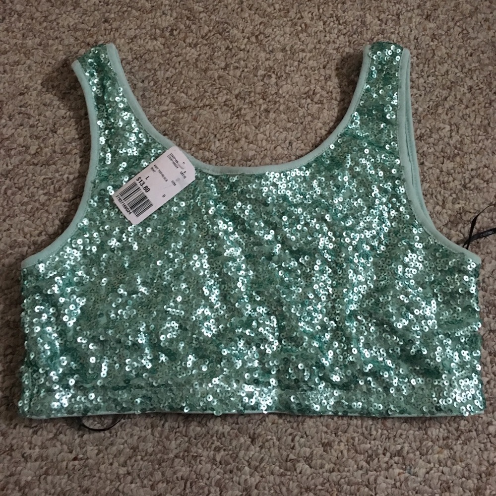 Teal sequin crop top never worn