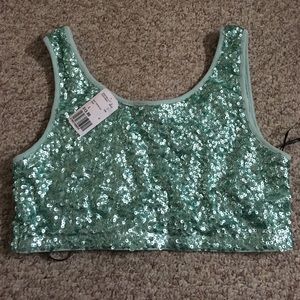 Teal sequin crop top never worn