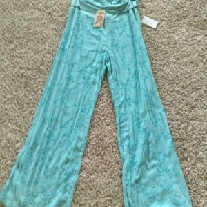XCVI blue patterned bell bottom pants