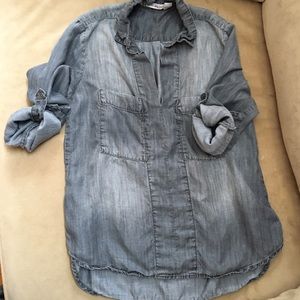 Soft gray collared top
