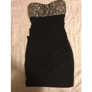 Silver sequin black dress