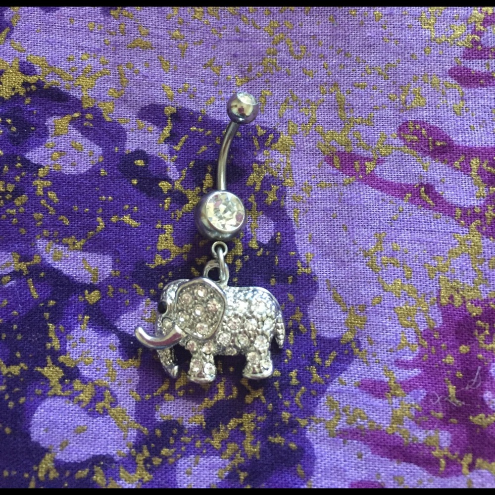Elephant Dangle  Belly Button Ring Navel Jewelry
