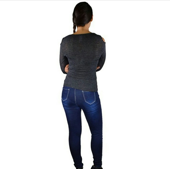 -ONLY 1 LEFT! Criss Cross Cold Shoulder Shirt - Picture 2 of 3