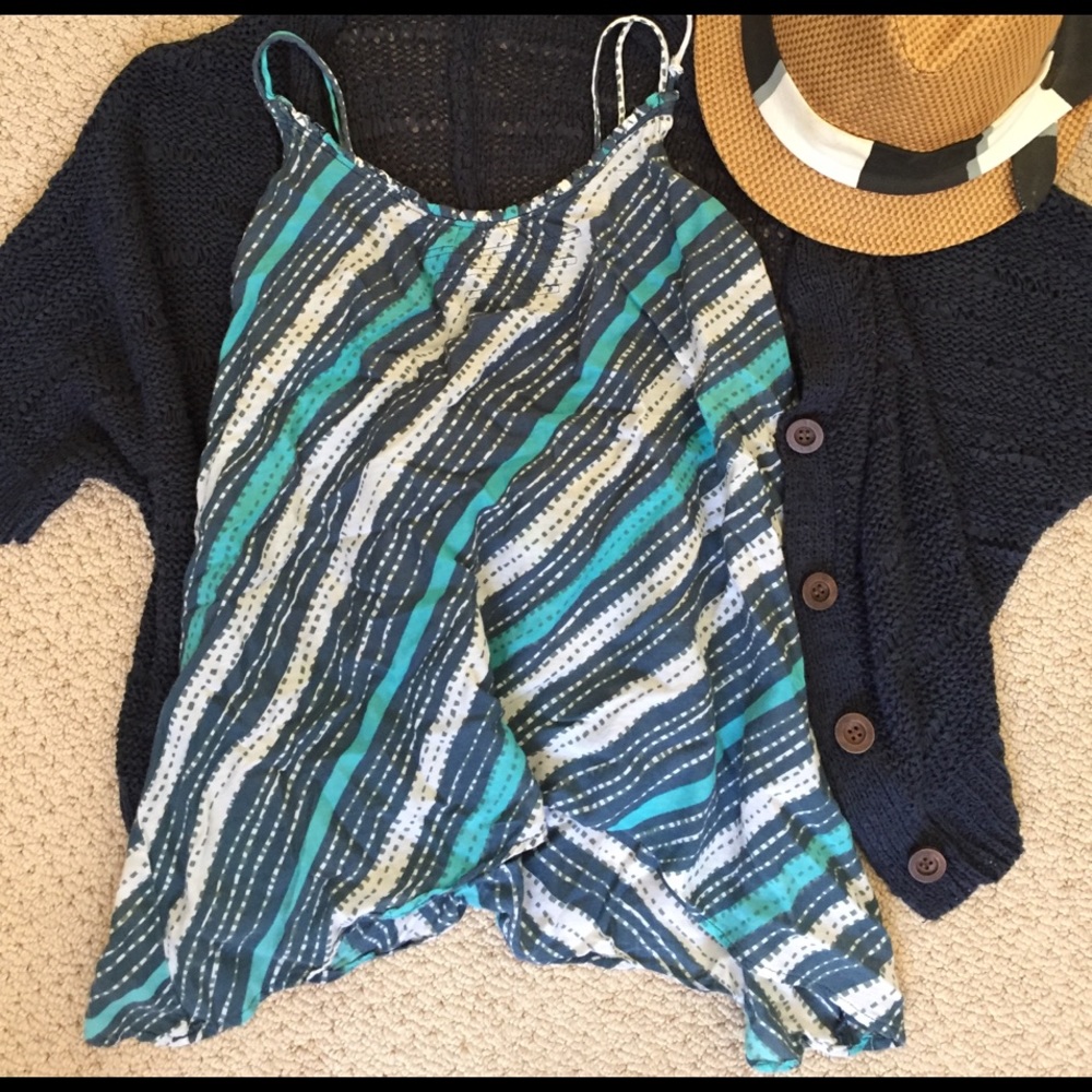 American Eagle striped flowy cross-back tank