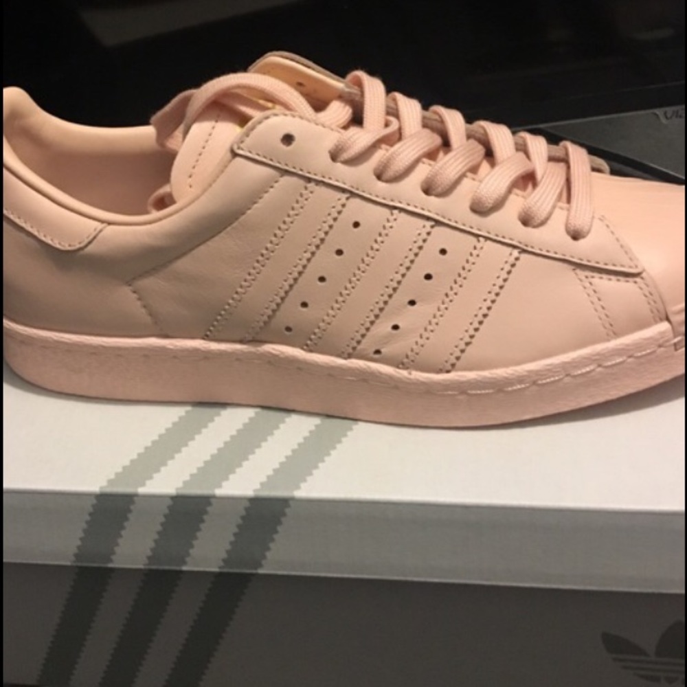 NIB Blush Pink Leather Women's Adidas Sneakers !
