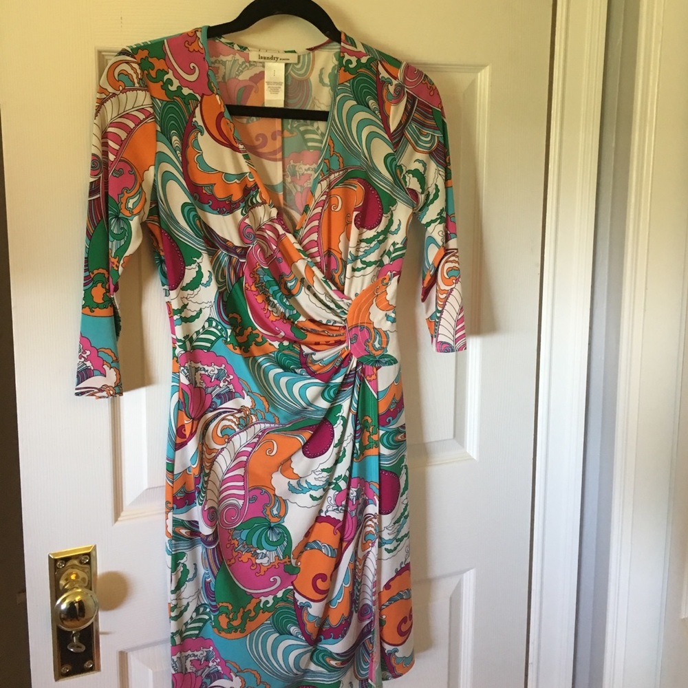 Fun multi foe wrap dress