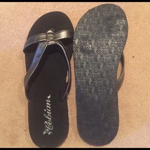 New Cobian pewter flip flops size 8.