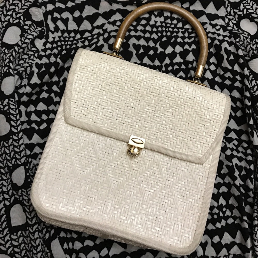 Vintage Aldo Rattan Woven Bag with Wooden Handle