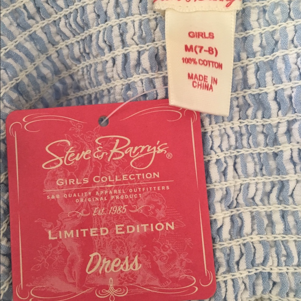 Blue & White Pinstripe Dress 👗 100% Cotton NWOT - Picture 4 of 4