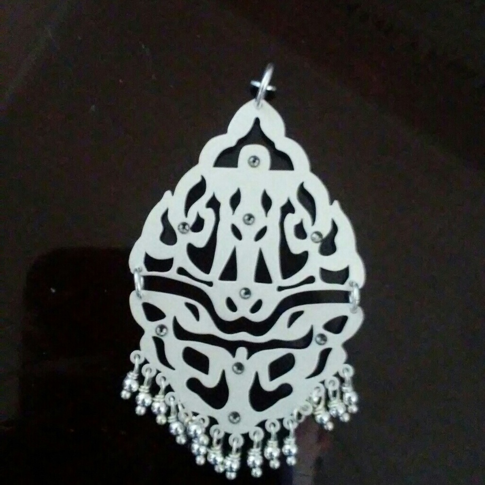 Laser Cut Bohemian Style Pendant, Italian Sterling