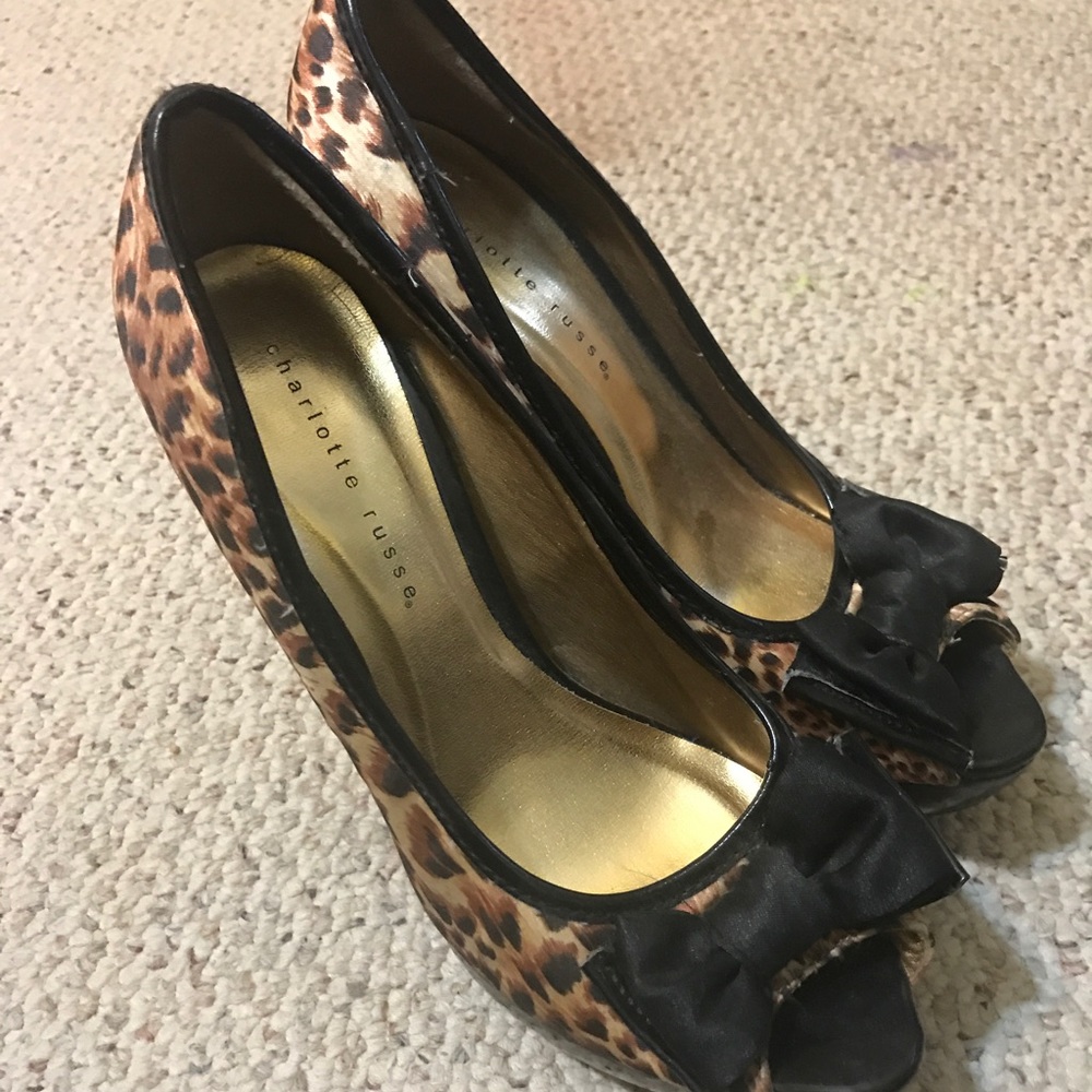 Leopard print peep toe pumps - Picture 1 of 3