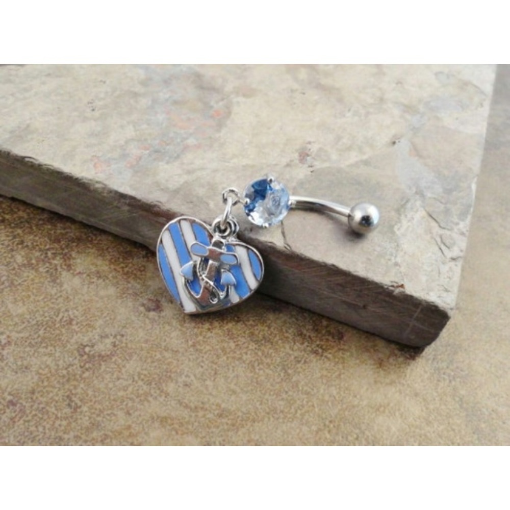 Cubic Zirconia with Sailing Lover Belly Ring