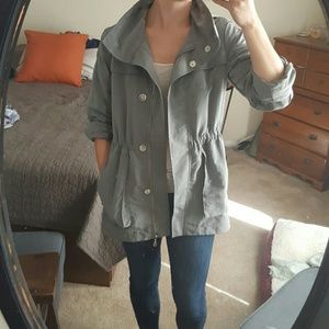Gray rain jacket