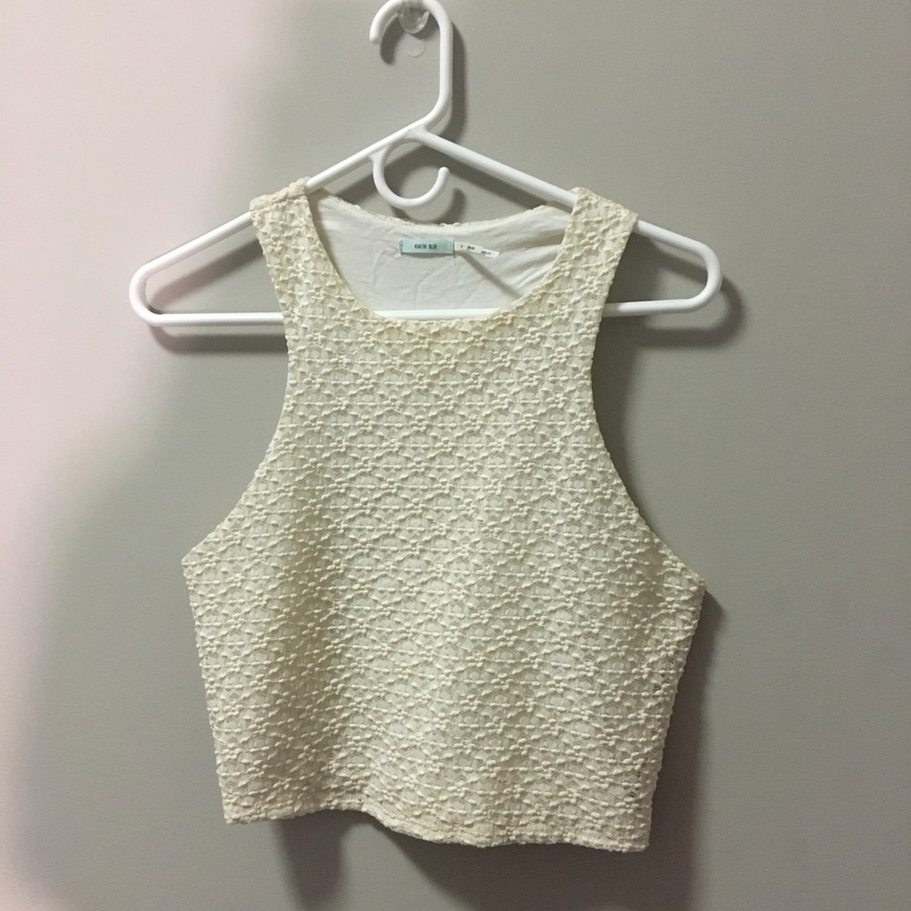 Urban Outfitters white patterned crop top