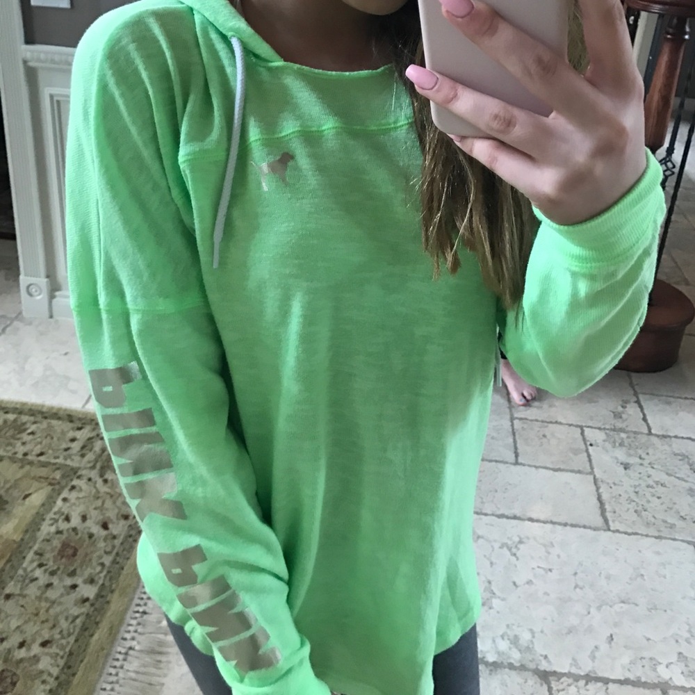 lime green VS pink thin hoodie
