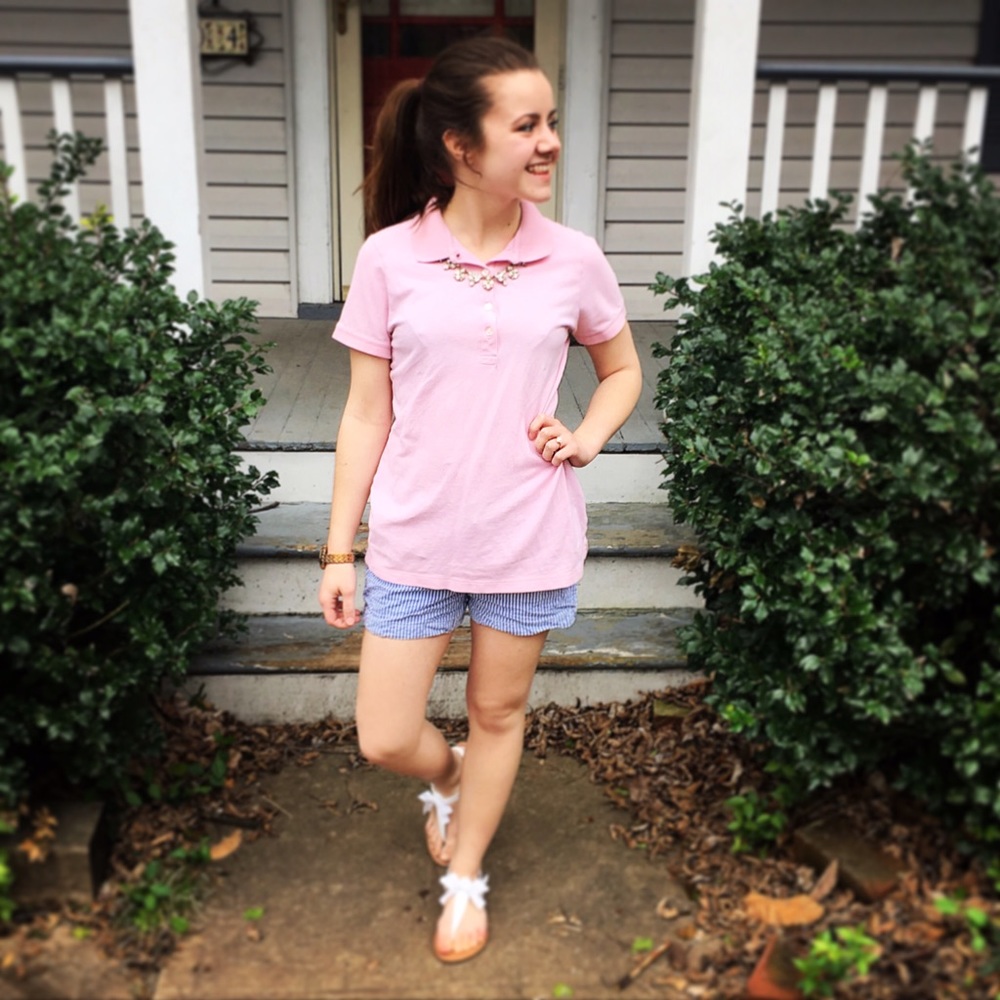 J Crew Pastel Pink Polo Size M