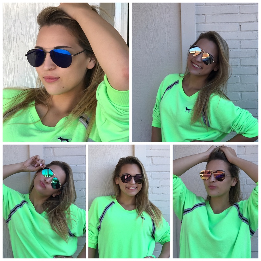 Blue Aviator Mirrored Sunglasses - Picture 2 of 4
