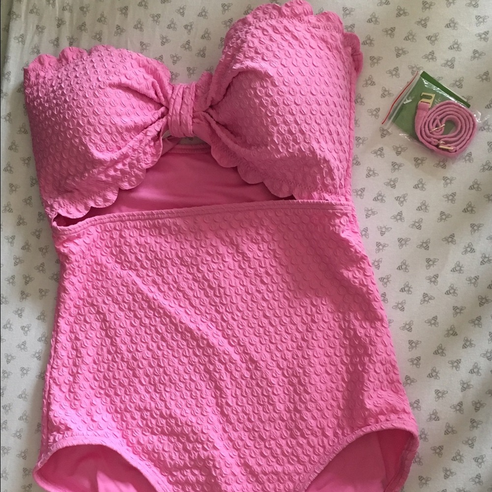 Kate Spade Scalloped Bandeau One Piece Swimsuit