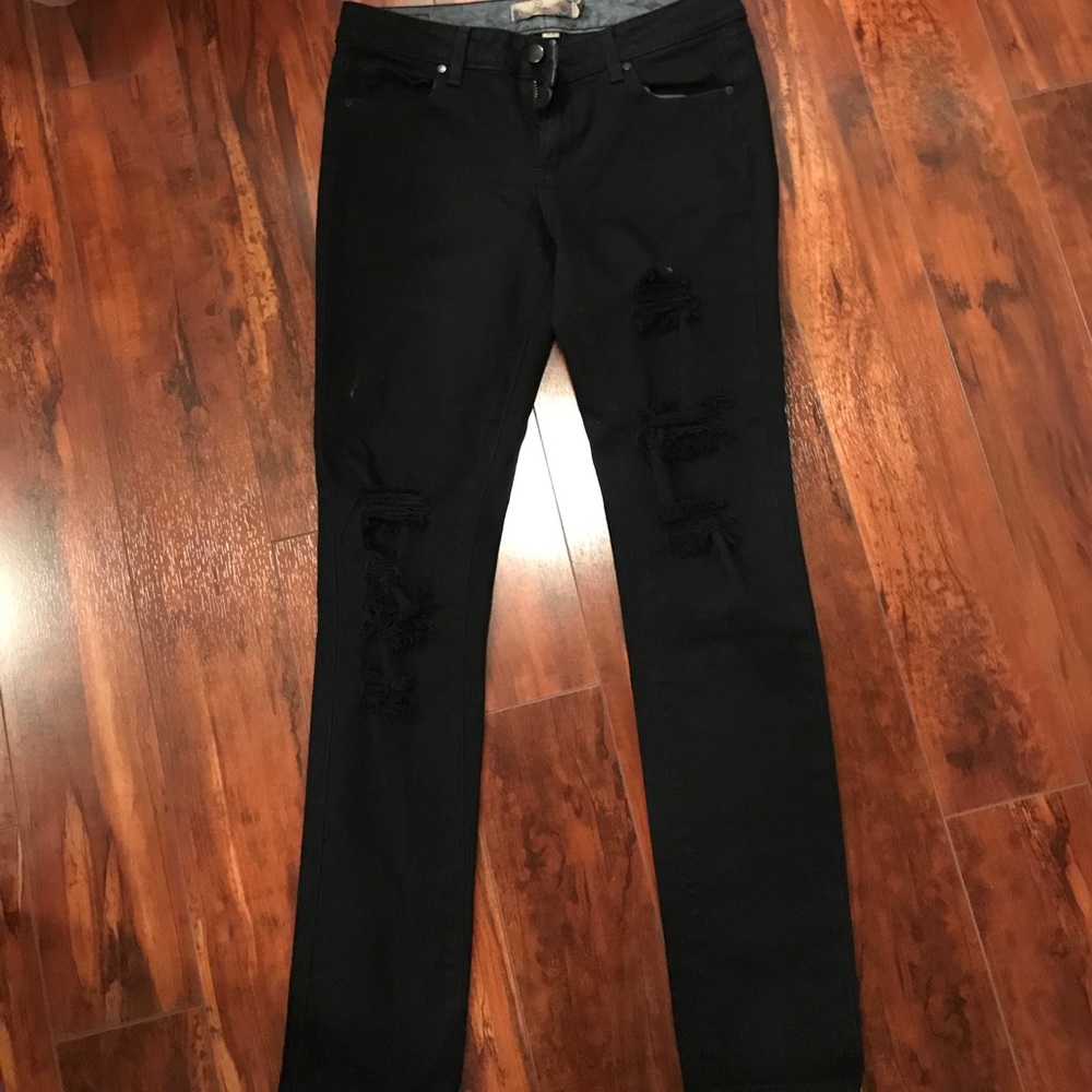 Black Destroyed Skinny Leg Paige Jeans