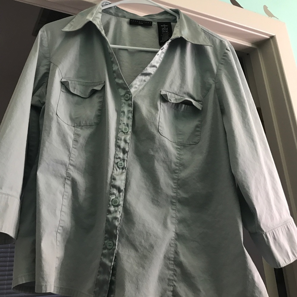 Sage green button up