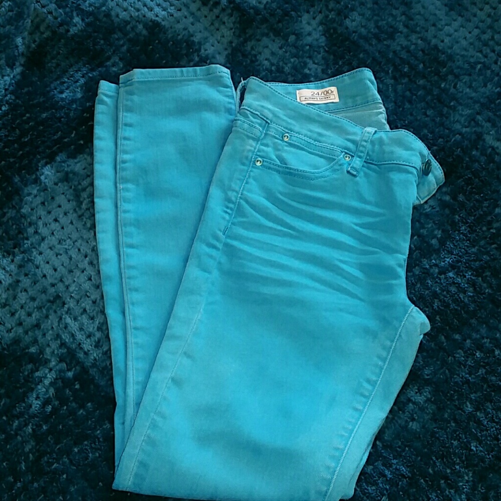 Gap turquoise skinny jeans