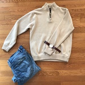 Eddie Bauer cream quarter zip